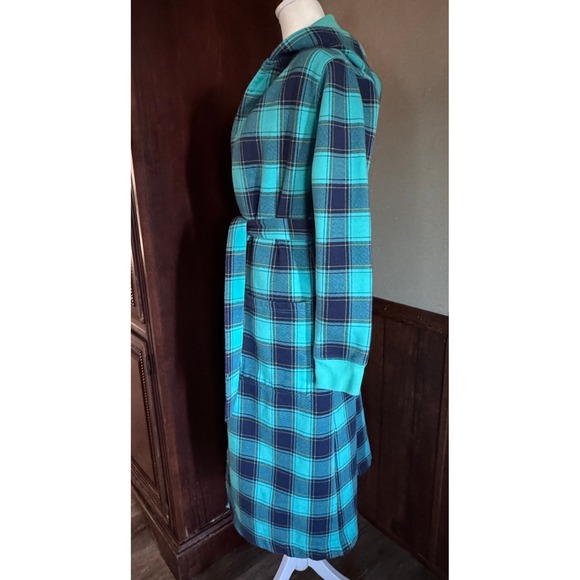 Lands End Serious Sweats Hooded Plaid Robe Belted Cozy Loungewear Size S - Picture 11 of 14